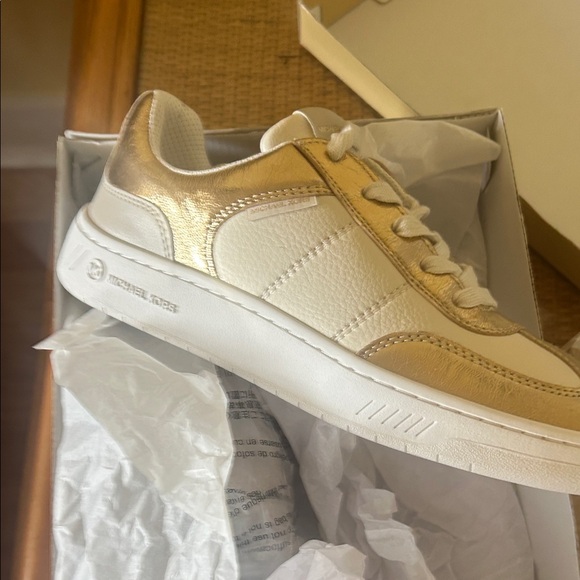 Michael Kors Gold and Cream Sneakers - Picture 1 of 4